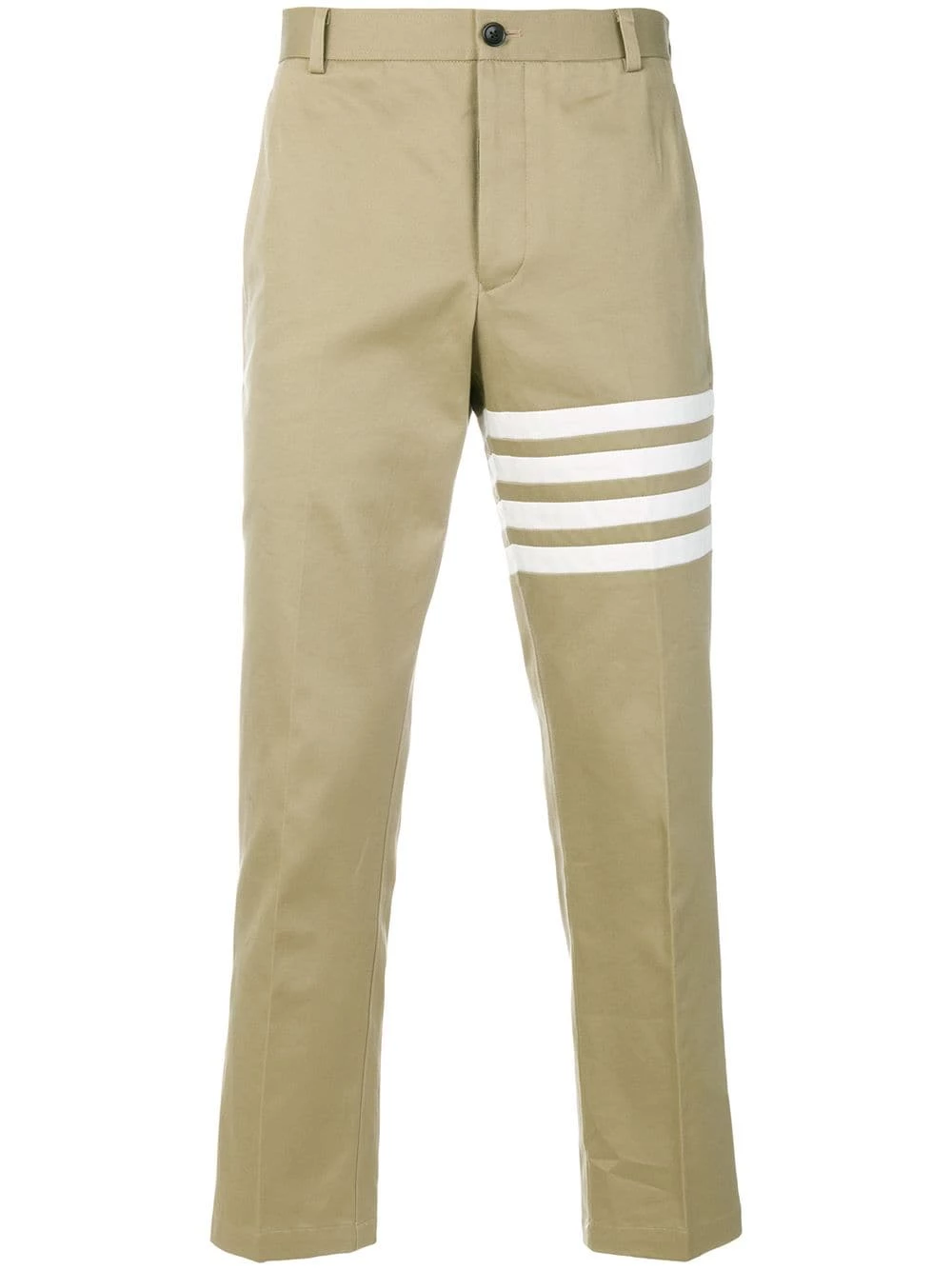 Thom Browne Seamed 4 Bar Stripe Unconstructed Chino Trouser In Cotton Twill cropped pants of men 1 Thom Browne Seamed 4-Bar Stripe Unconstructed Chino Trouser In Cotton Twill