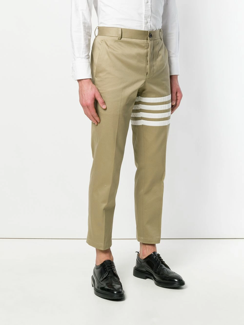 Thom Browne Seamed 4 Bar Stripe Unconstructed Chino Trouser In Cotton Twill cropped pants of men 3 Thom Browne Seamed 4-Bar Stripe Unconstructed Chino Trouser In Cotton Twill