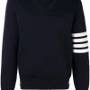 Thom Browne 4-Bar Milano Stitch V-Neck Pullover