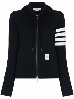 Thom Browne 4-Bar loopback zip-up hoodie