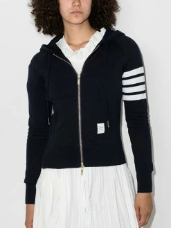 Thom Browne 4-Bar loopback zip-up hoodie
