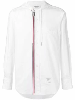Thom Browne Hooded Zip-Front Oxford Shirt