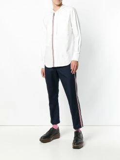 Thom Browne Hooded Zip-Front Oxford Shirt