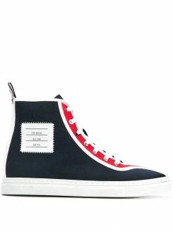 Thom Browne 4-Bar Paper Label Hi-Top Trainer