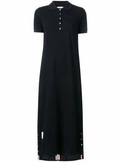Thom Browne Center-Back Stripe Piqué Polo Dress