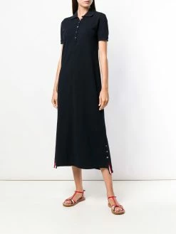 Thom Browne Center-Back Stripe Piqué Polo Dress