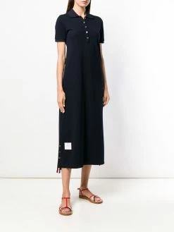 Thom Browne Center-Back Stripe Piqué Polo Dress