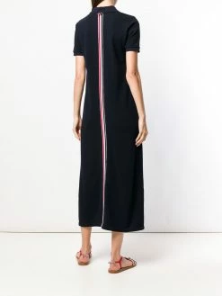 Thom Browne Center-Back Stripe Piqué Polo Dress