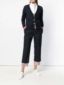 Thom Browne Grosgrain Cuff Wool Cardigan