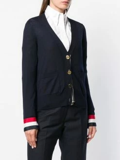 Thom Browne Grosgrain Cuff Wool Cardigan cardigans of women 7 Thom Browne Grosgrain Cuff Wool Cardigan