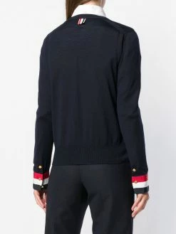 Thom Browne Grosgrain Cuff Wool Cardigan cardigans of women 8 Thom Browne Grosgrain Cuff Wool Cardigan