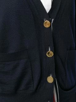 Thom Browne Grosgrain Cuff Wool Cardigan cardigans of women 9 Thom Browne Grosgrain Cuff Wool Cardigan