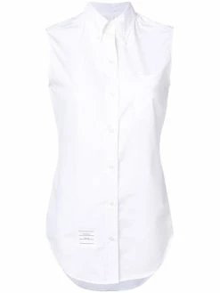 Thom Browne Sleeveless Grosgrain Poplin Shirt