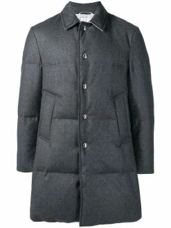 Thom Browne Wool Flannel Bal Collar Overcoat