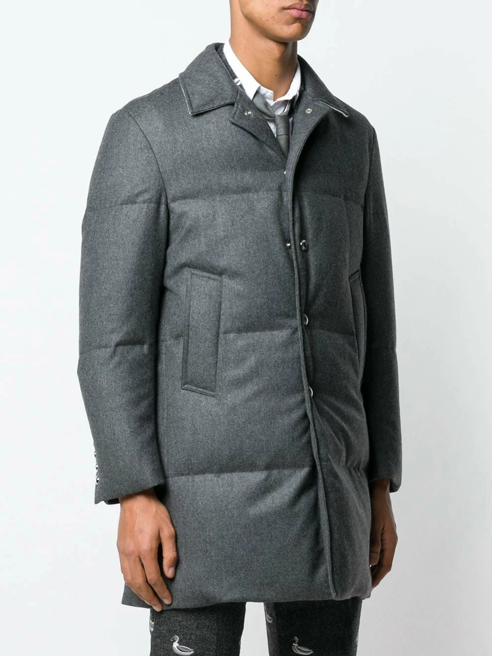 Thom Browne Wool Flannel Bal Collar Overcoat down coats of men 3 Thom Browne Wool Flannel Bal Collar Overcoat