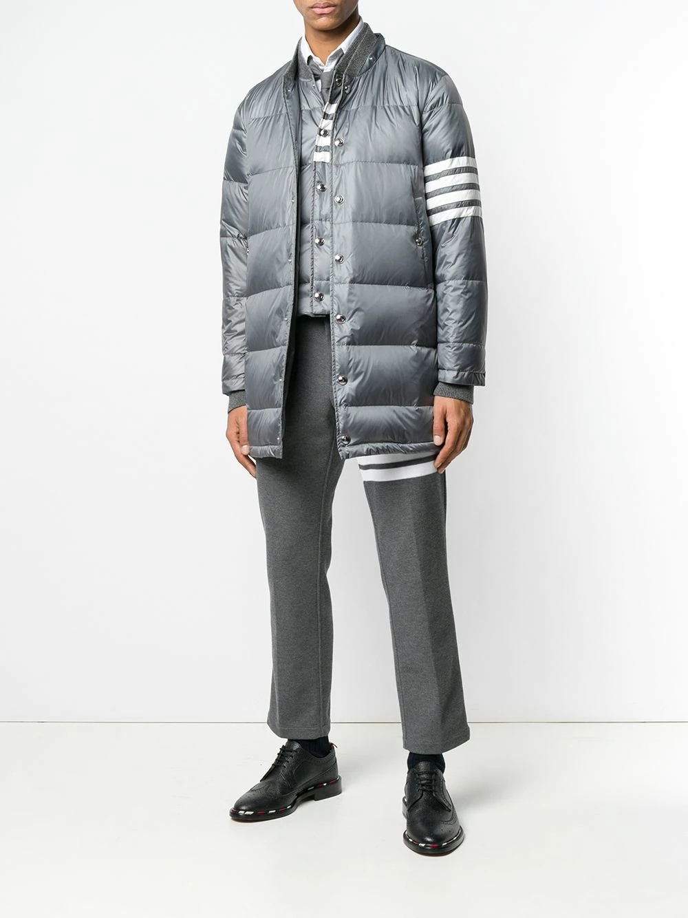 Thom Browne 4 bar Matte Nylon Coat parkas of men 2 Thom Browne 4-bar Matte Nylon Coat