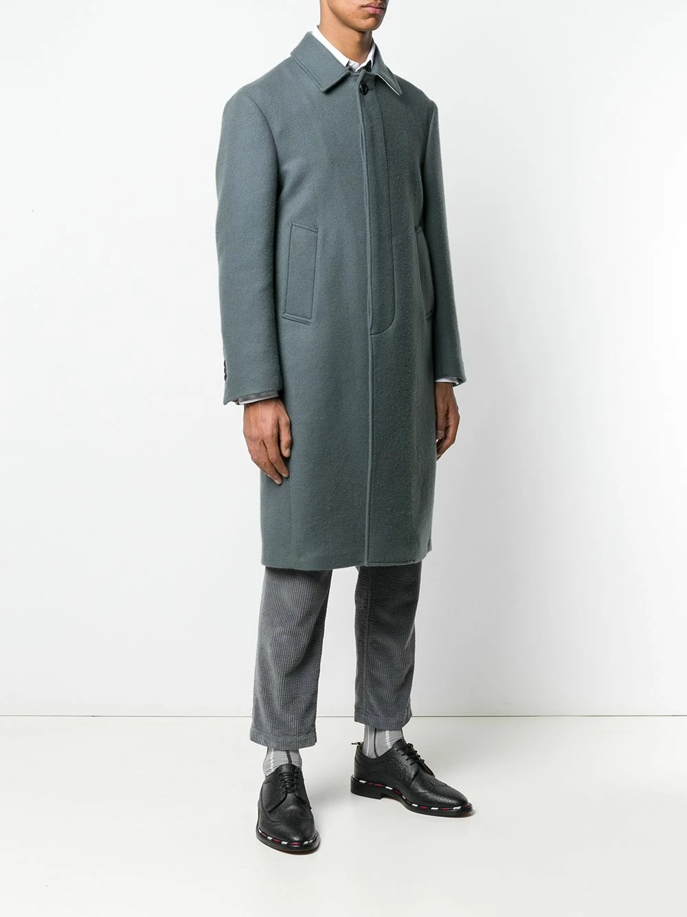 Thom Browne Relaxed Cashmere Bal Collar Overcoat single breasted coats of men 3 Thom Browne Relaxed Cashmere Bal Collar Overcoat