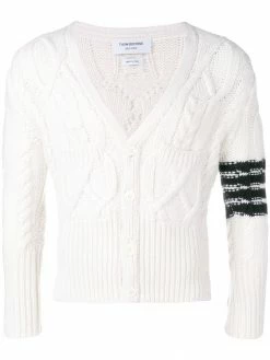 Thom Browne 4-bar Aran Cable Short Cardigan