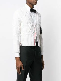 Thom Browne 4 bar Aran Cable Short Cardigan cardigans of men 7 Thom Browne 4-bar Aran Cable Short Cardigan
