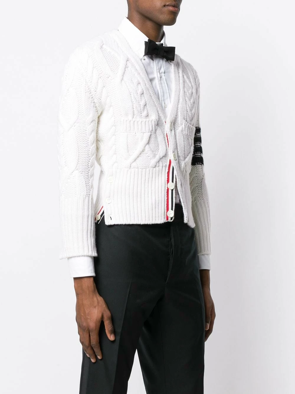 Thom Browne 4 bar Aran Cable Short Cardigan cardigans of men 3 Thom Browne 4-bar Aran Cable Short Cardigan