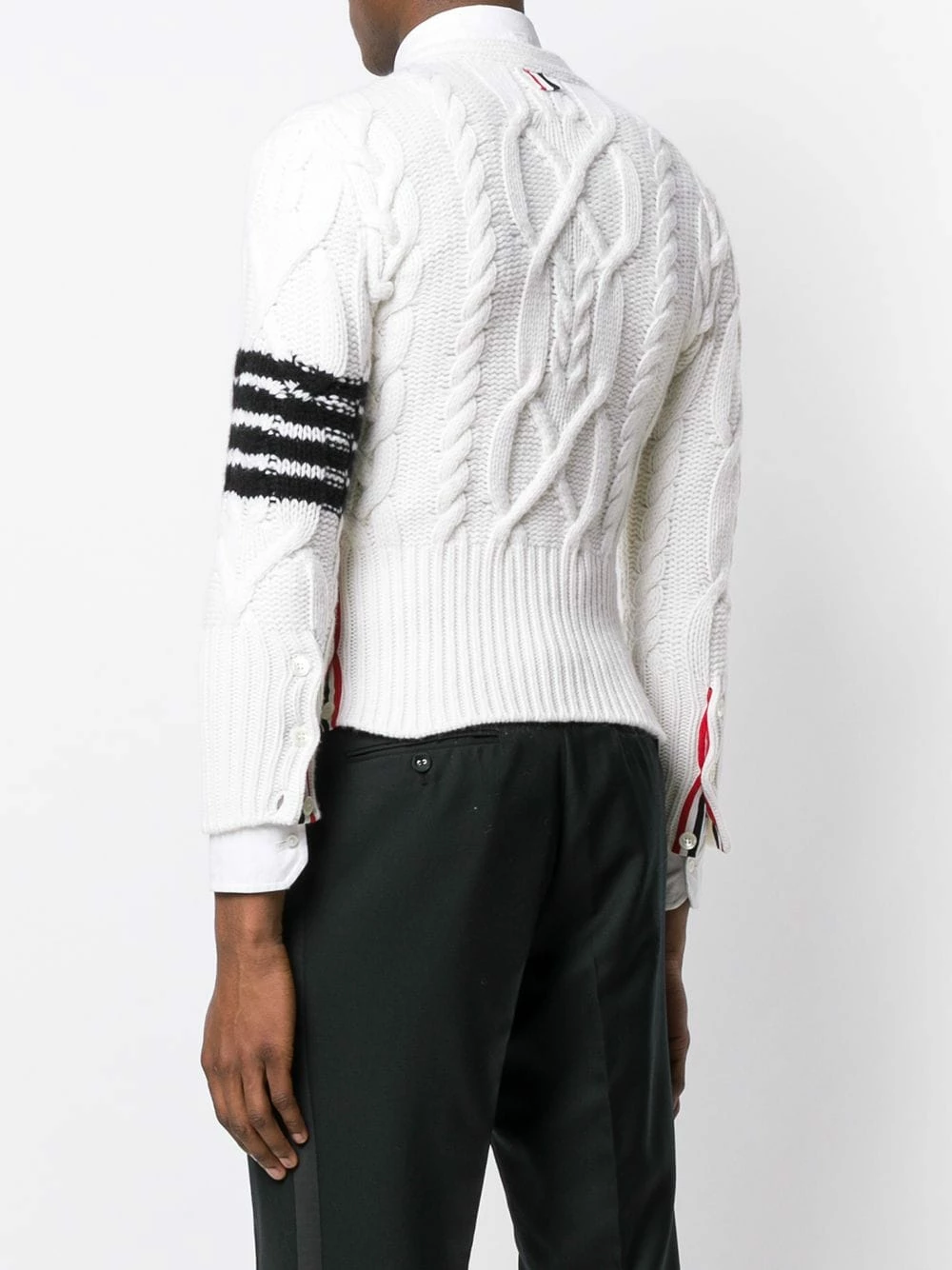 Thom Browne 4 bar Aran Cable Short Cardigan cardigans of men 4 Thom Browne 4-bar Aran Cable Short Cardigan