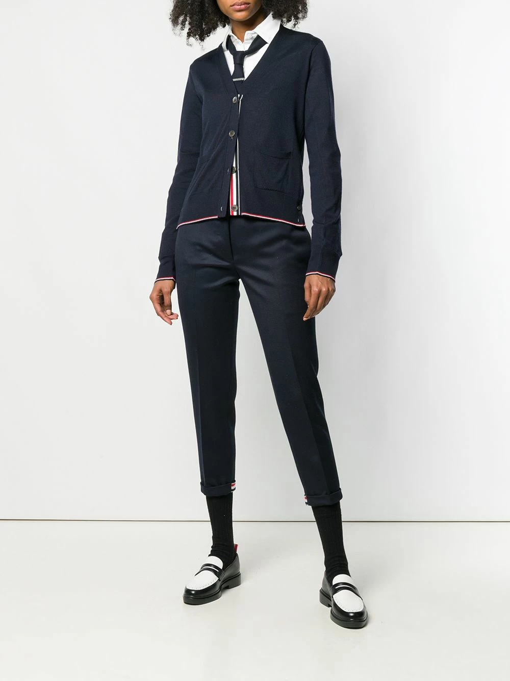 Thom Browne RWB tipping cashmere cardigan cardigans of women 2 Thom Browne RWB tipping cashmere cardigan