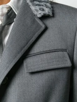 Thom Browne Fur Collar Elongated Chesterfield