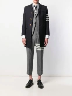 Thom Browne 4-Bar plain weave suiting overcoat