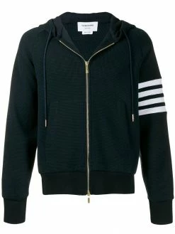 Thom Browne 4-Bar raglan-sleeve waffle stitch hoodie