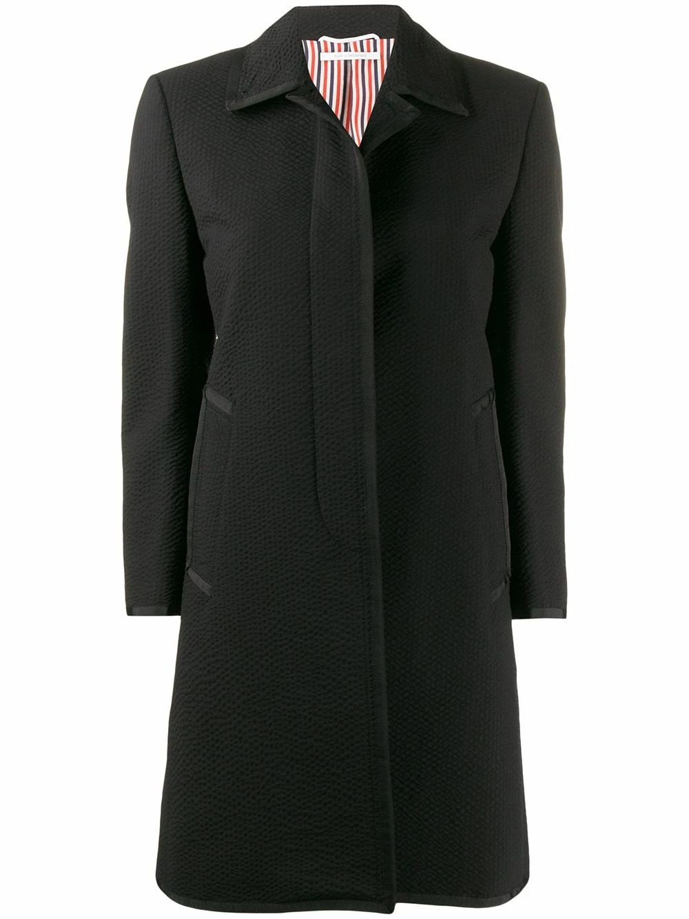 Thom Browne Seersucker wool overcoat single breasted coats of women 1 Thom Browne seersucker wool overcoat
