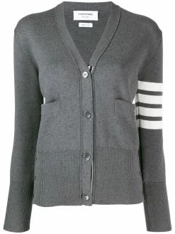 Thom Browne 4-Bar crepe V-neck cardigan
