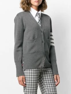 Thom Browne 4-Bar crepe V-neck cardigan