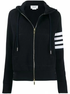 Thom Browne 4-Bar waffle stitch zip-up hoodie