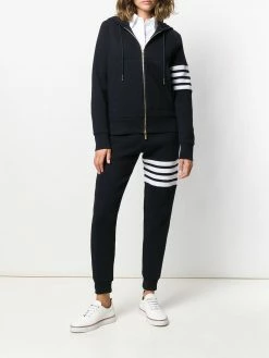 Thom Browne 4-Bar waffle stitch zip-up hoodie