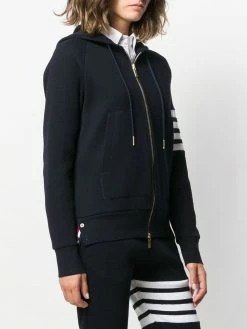 Thom Browne 4-Bar waffle stitch zip-up hoodie