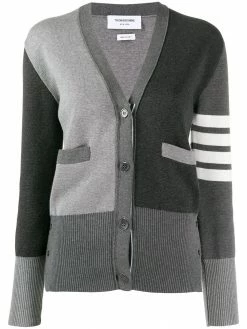 Thom Browne Funmix 4-Bar v-neck cardigan