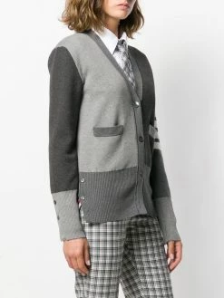 Thom Browne Funmix 4-Bar v-neck cardigan