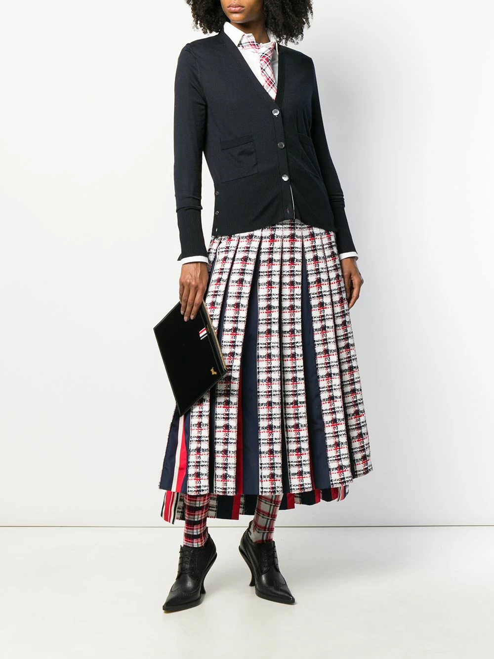 Thom Browne Intarsia stripe v neck cardigan cardigans of women 2 Thom Browne intarsia-stripe v-neck cardigan