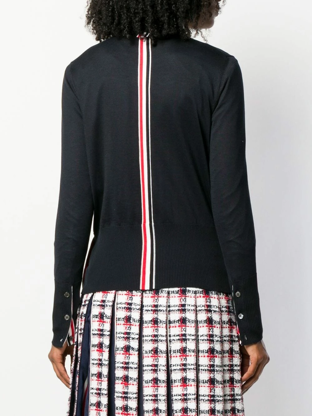 Thom Browne Intarsia stripe v neck cardigan cardigans of women 4 Thom Browne intarsia-stripe v-neck cardigan