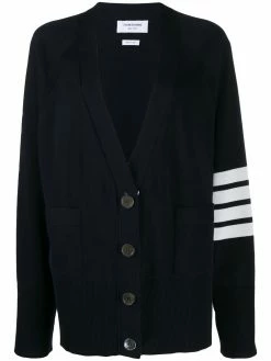 Thom Browne 4-bar raglan sleeved V-neck cardigan