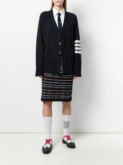 Thom Browne 4-bar raglan sleeved V-neck cardigan