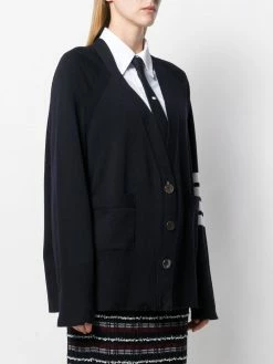 Thom Browne 4-bar raglan sleeved V-neck cardigan