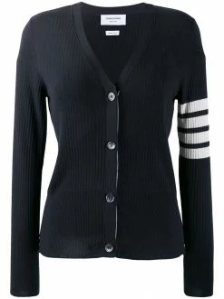 Thom Browne 4-Bar mesh stitch v-neck cardigan