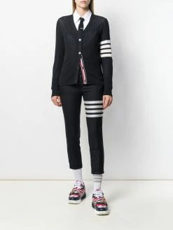 Thom Browne 4-Bar mesh stitch v-neck cardigan