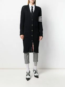 Thom Browne 4-Bar stripe cardi-coat