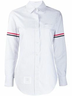 Thom Browne vertical-stripe RWB-detail shirt