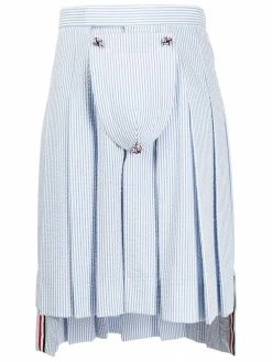 Thom Browne seersucker striped pleated skirt