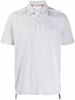 Thom Browne seersucker raglan sleeve polo shirt