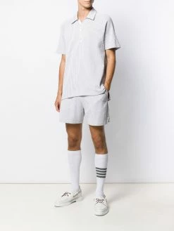 Thom Browne seersucker raglan sleeve polo shirt