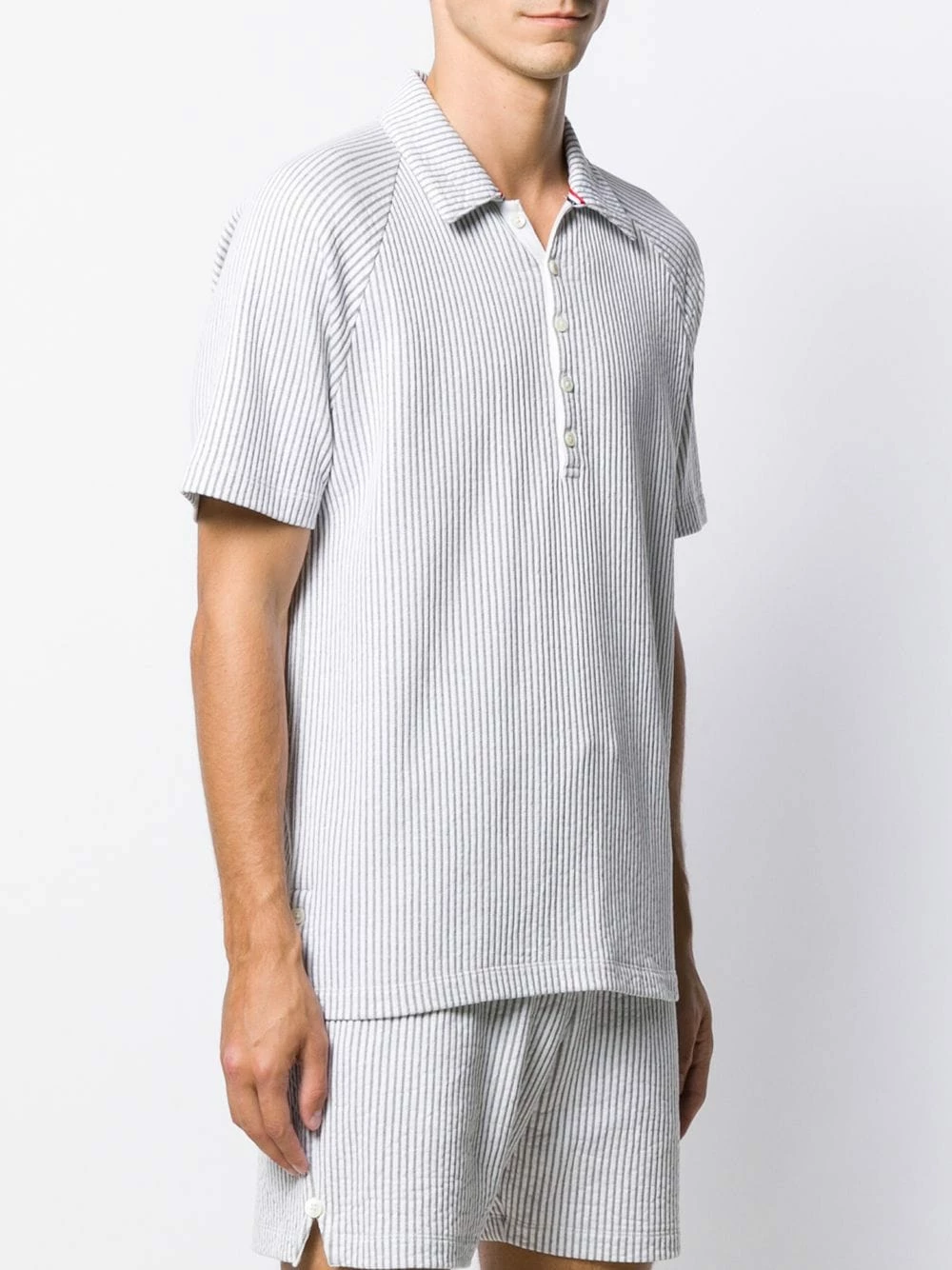 Thom Browne Seersucker raglan sleeve polo shirt polo shirts of men 3 Thom Browne seersucker raglan sleeve polo shirt
